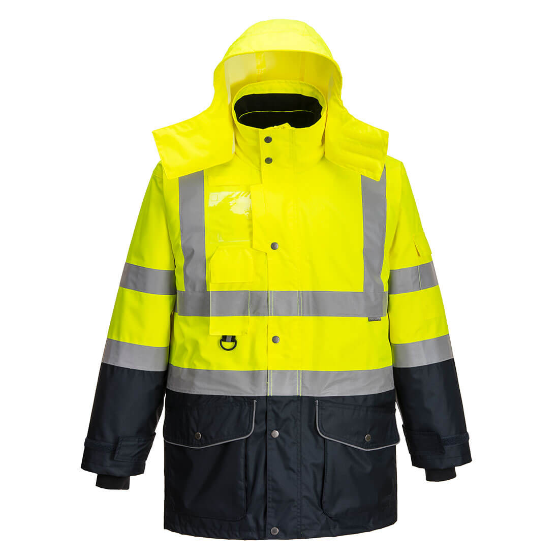 Hi-Vis 7-in-1 Kontrast Verkehrsjacke atmungsaktiv